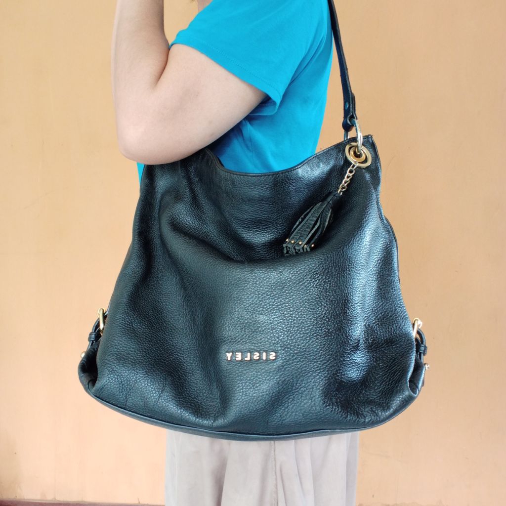 Tas Wanita Hobo Kulit Asli Kulas Sisley Cewek Cewe Hitam Shoulder Bag
