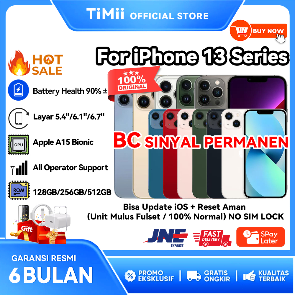 BC iPhone 13 / iP 13 Mini / iP 13 Pro / iP 13 Pro Max IMEI Terdaftar Sinyal Permanen 128GB 256GB 512