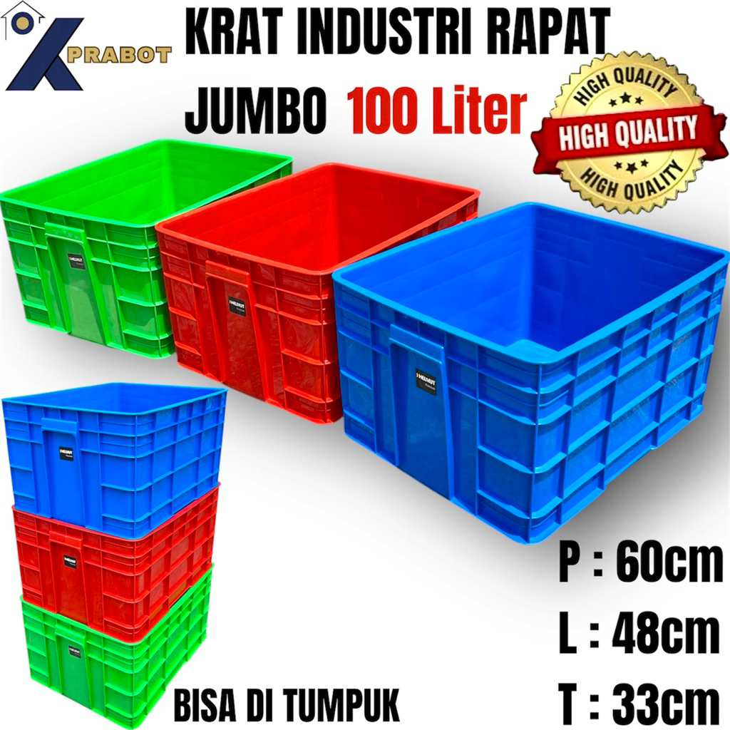 KRAT INDUSTRI RAPAT JUMBO 100 Liter - Kprabot / Container Box / Keranjang Industri Rapat / Krat Baut