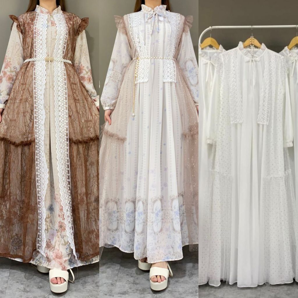 ALIFZA - Gamis Dress Tile Brokat Outer kode 1165, 1168