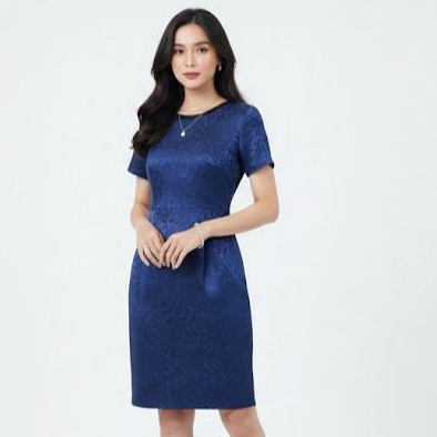 Eprise Dress Lengan Pendek - SS946B Navy | Dress Terusan Wanita Casual