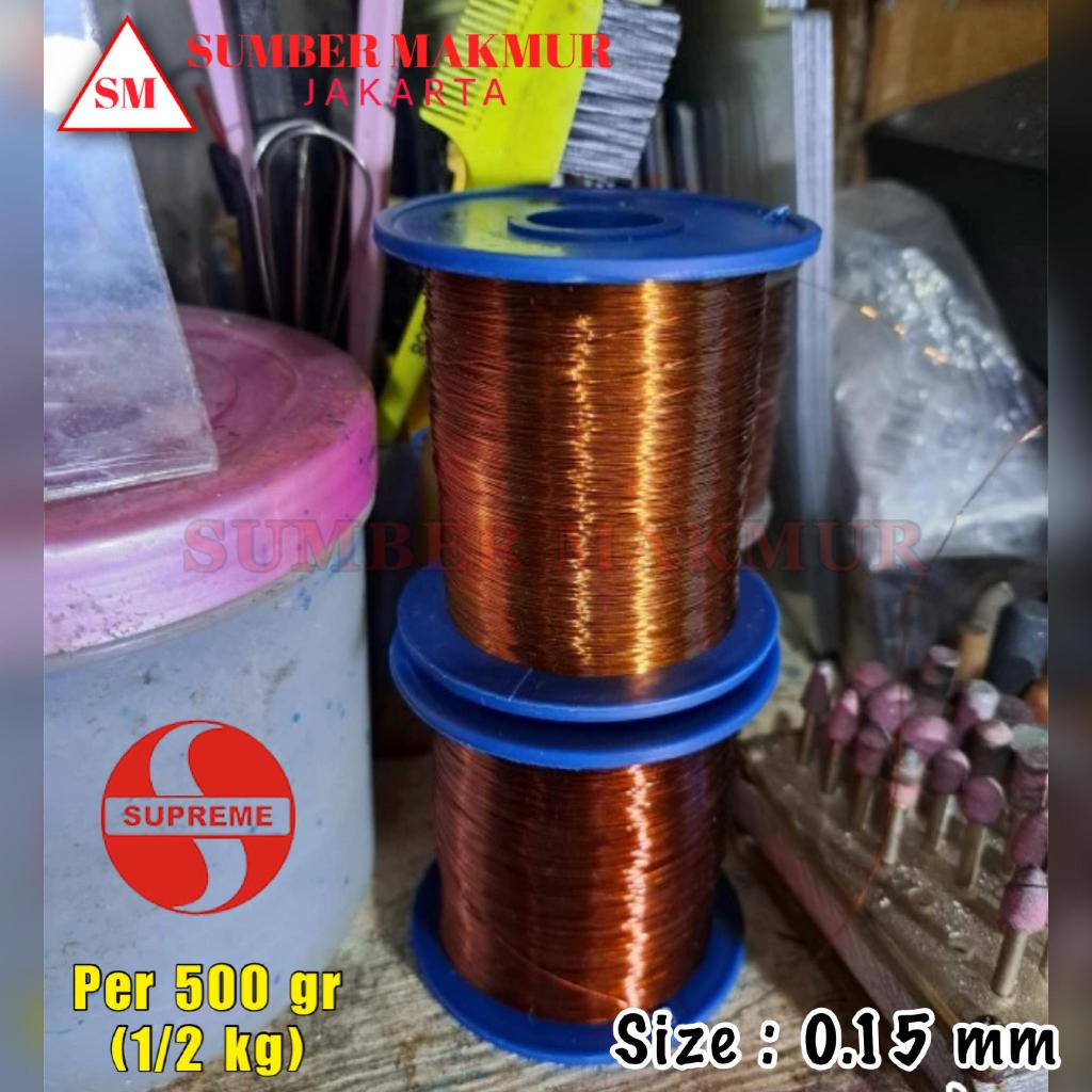 Kawat tembaga email 0.15 SUPREME kawat gulung dinamo enamelled copper wire per 1/2 KG