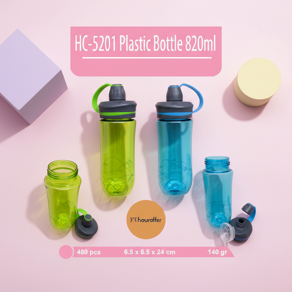 Houroffer Botol Minum Plastik HC-5201 Bpa Free Green Blue 820ML