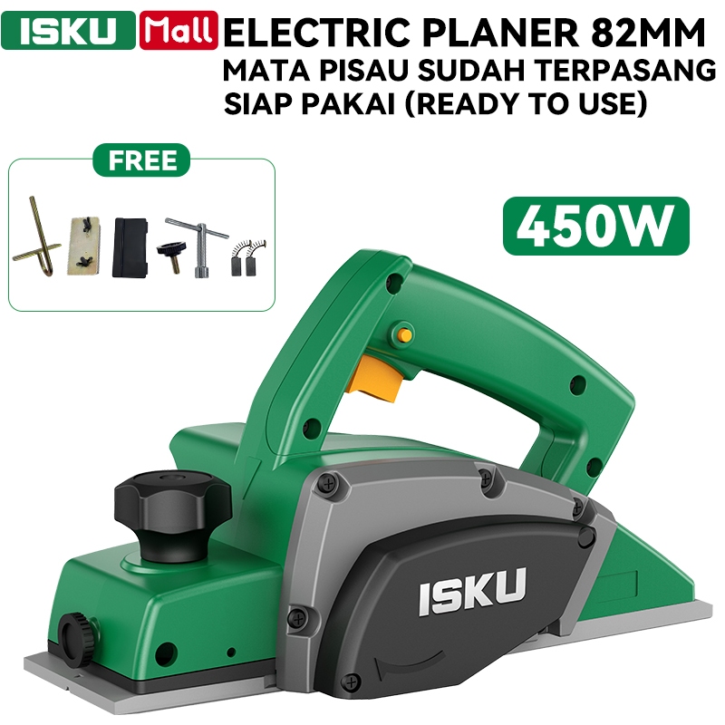 ISKU Mesin Serut Kayu Electric Planer 450W Mesin Ketam Listrik Sugu Pasah Alat Tukang Kayu