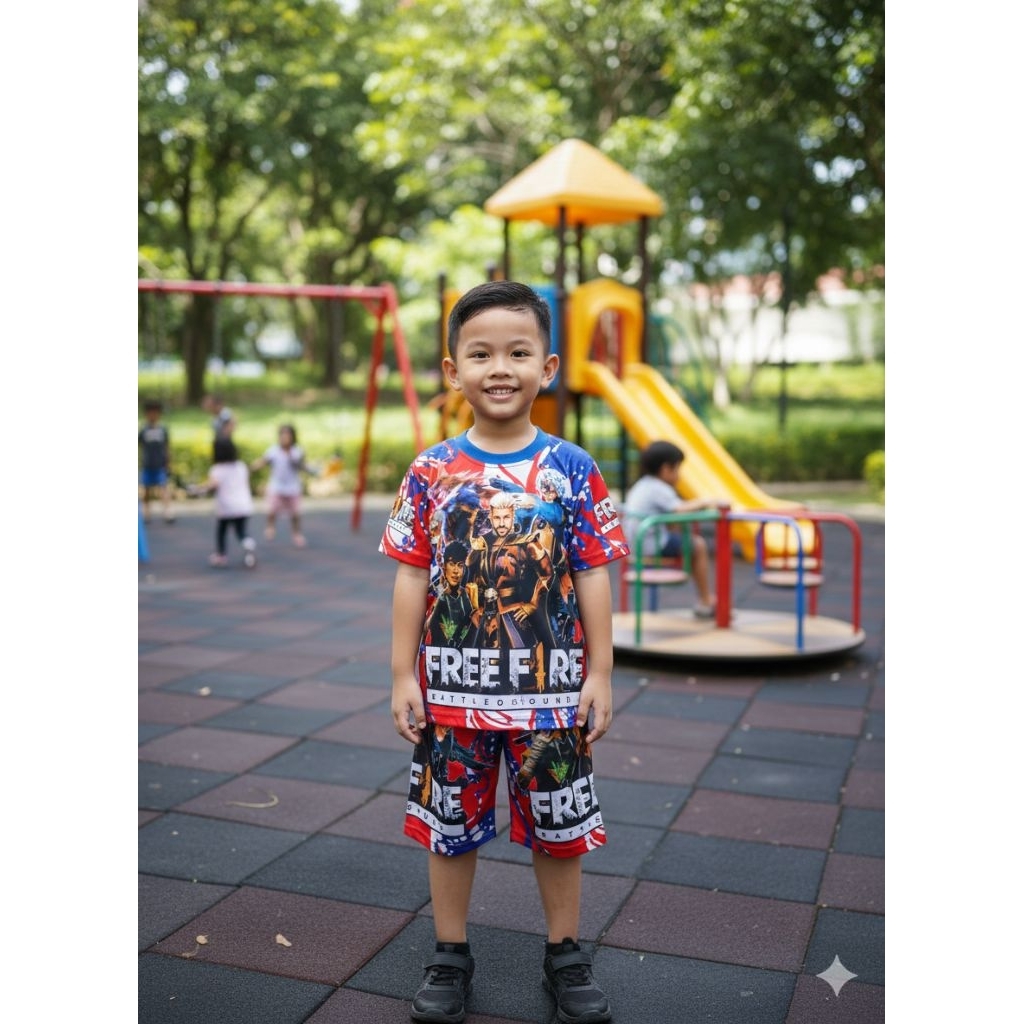 SETELAN BAJU ANAK COWOK FREE FIRE