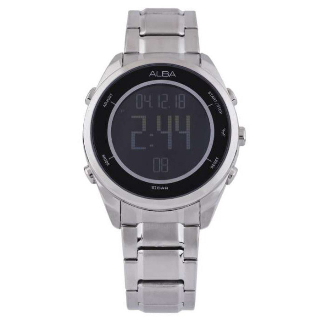 JAM TANGAN DIGITAL PRIA ALBA A5A005X1 / A5A005 / A5A005X QUARTZ MOVEMENT DIGITAL DIAL SILVER STAINLE