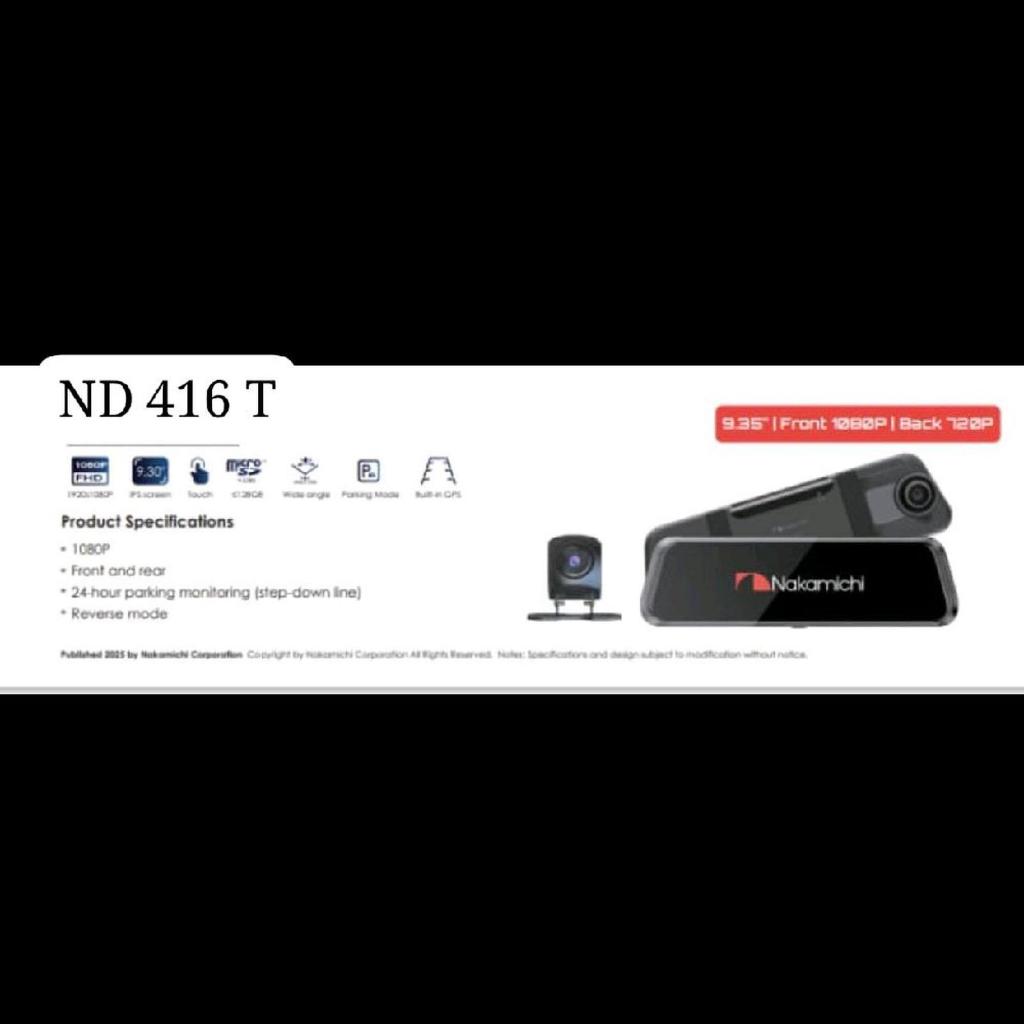 Nakamichi ND416T Dashcam Mirror 9.3 Inci IPS Touchscreen 1440P