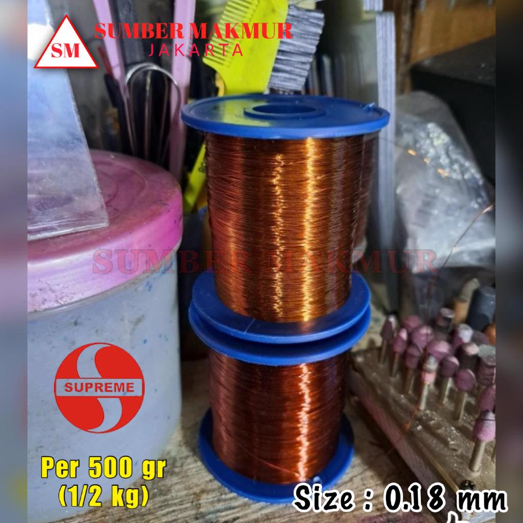 Kawat tembaga email 0.18 SUPREME kawat gulung dinamo enamelled copper wire per 1/2 KG