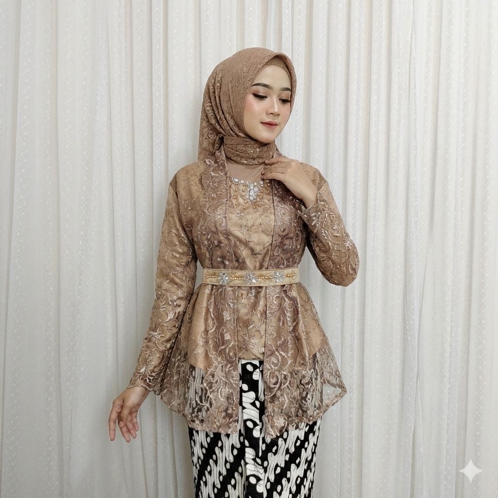 Kebaya Sherina kutu baru modern free belt payet