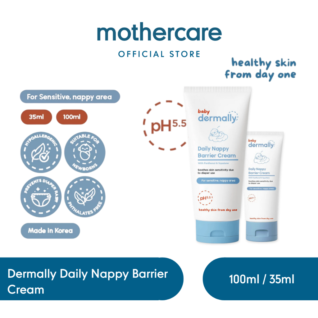 Dermally Daily Nappy Barrier Cream - Krim Pelindung Area Popok Bayi untuk Cegah Ruam Popok & Iritasi