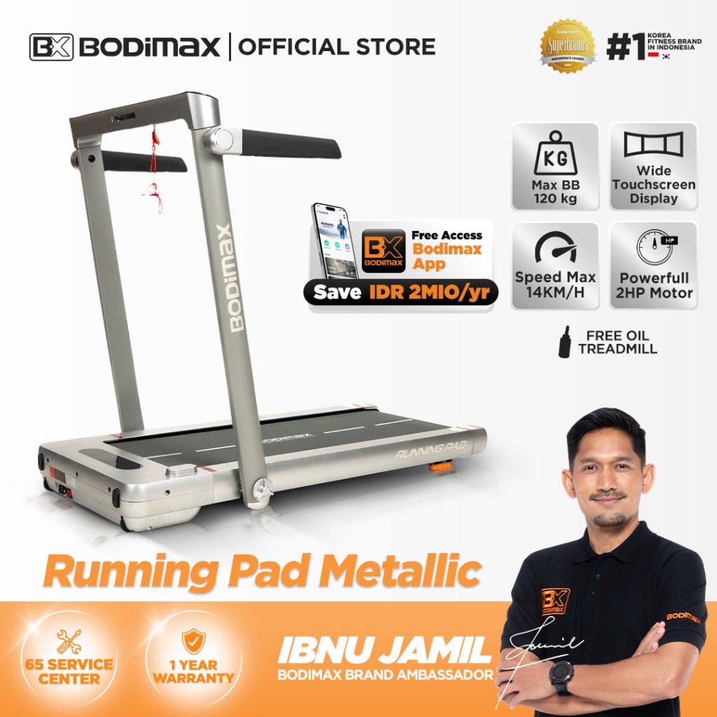 BODIMAX Running Pad Metallic / Treadmill Walking & Running / Alat Kardio Rumah