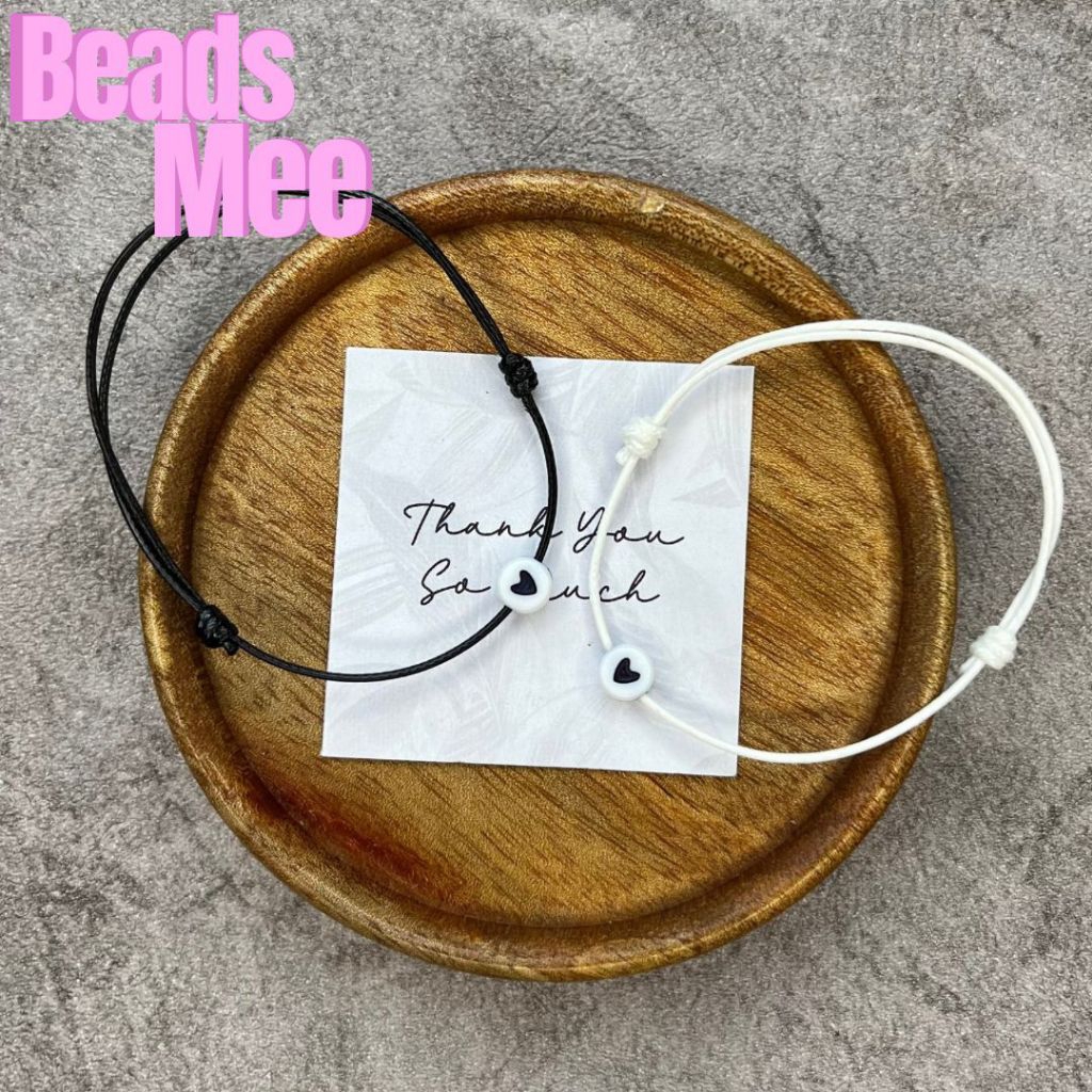 Gelang Couple Hati Hitam Gelang Tali Premium