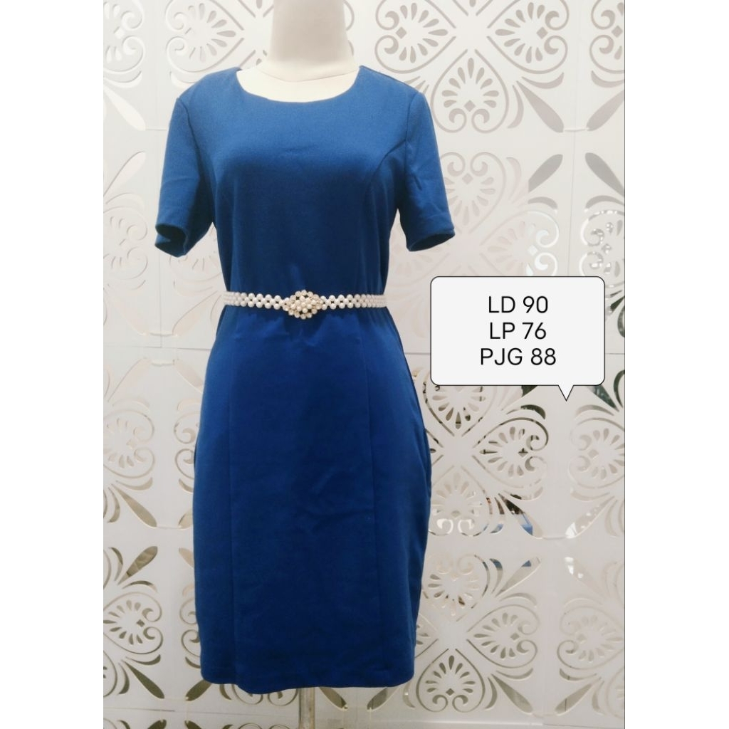 Dress Electric Blue Duchees Exclusive Preloved like New(tanpa belt)