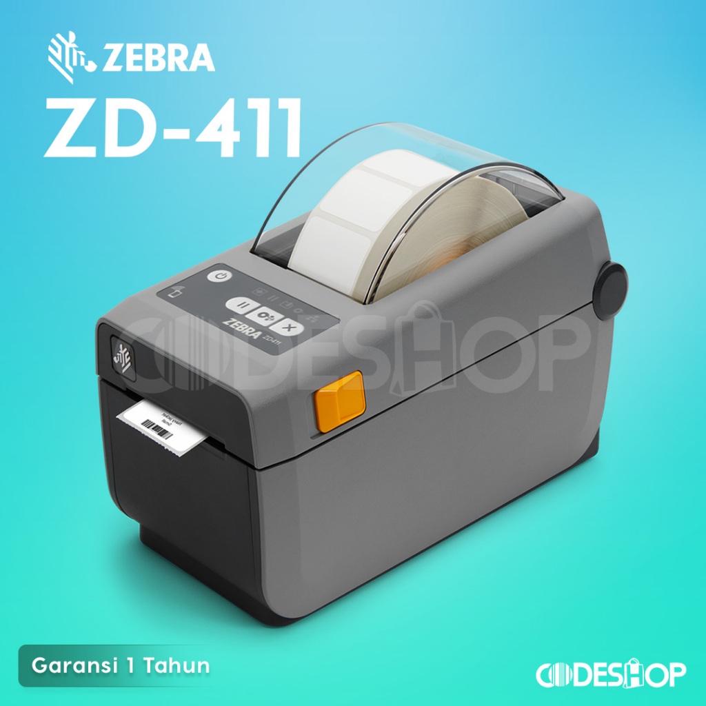 Zebra ZD411 Wristband Printer Barcode Direct Thermal Transfer Cetak Stiker Gelang 203dpi USB