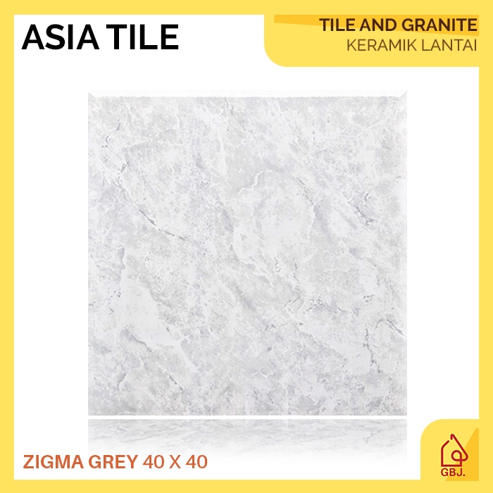 KERAMIK ASIA 40 X 40 ZIGMA GREY / KERAMIK LANTAI MOTIF MARMER GLOSSY