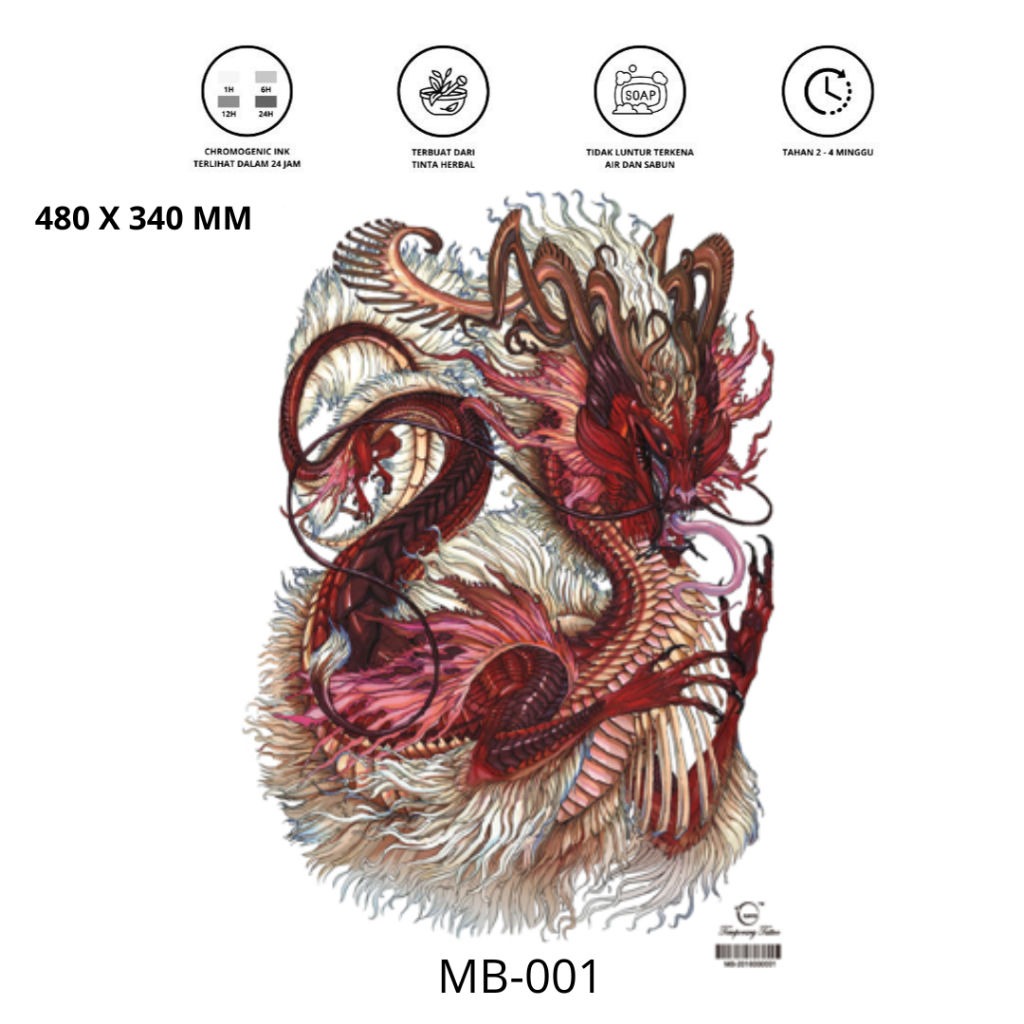 tato temporer premium semi permanen tattoo fruit ink tato Full Punggung tattoo Full Back temporary