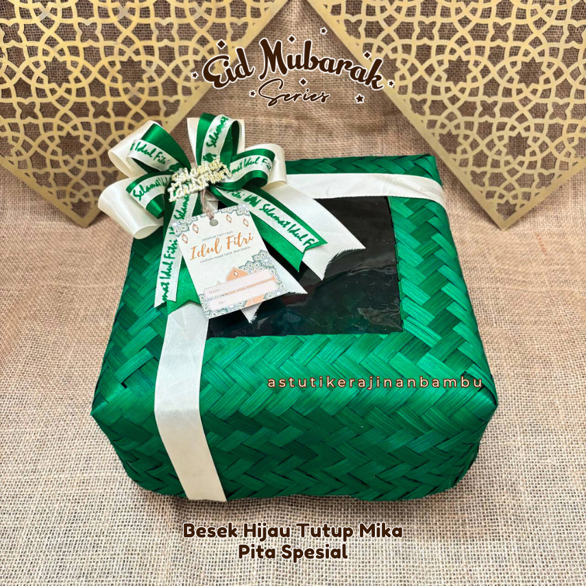 Mubarak | Sepasang Besek Warna Hias Pita Lebaran Bonus Hangtag Wadah Hampers Unik Spesial Lebaran 20