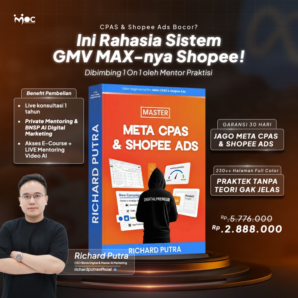 Paket VIP + BNSP + Buku Master Meta CPAS & Shopee Ads - Naik Level Profesional, Bukan Level Coba-Cob