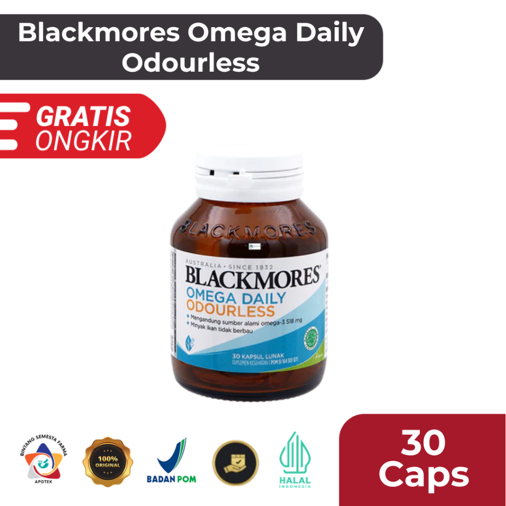 BLACKMORES OMEGA DAILY 30 KAPSUL/ OMEGA 3/ KOLESTROL/ MINYAK IKAN / SUPLEMEN JANTUNG