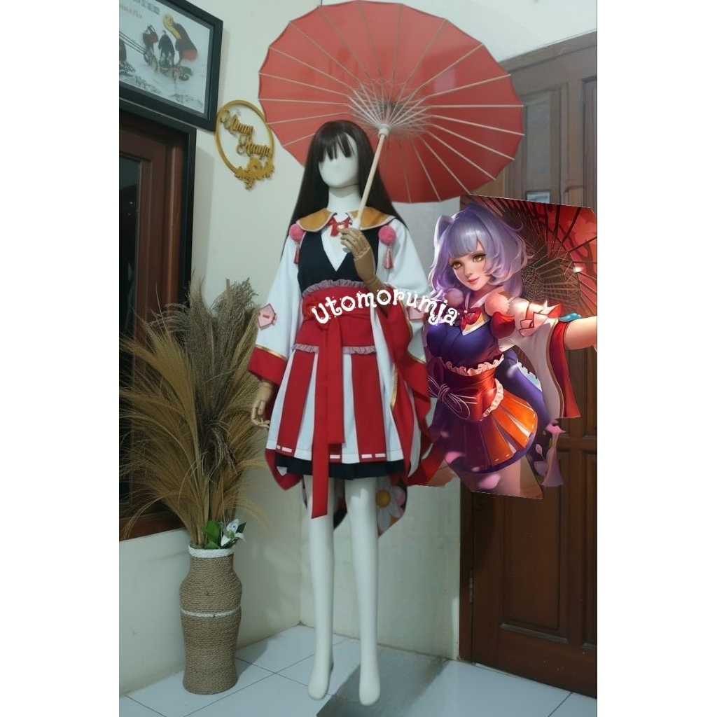 Utomorumja kostum cosplay kagura cherry witch umbrella