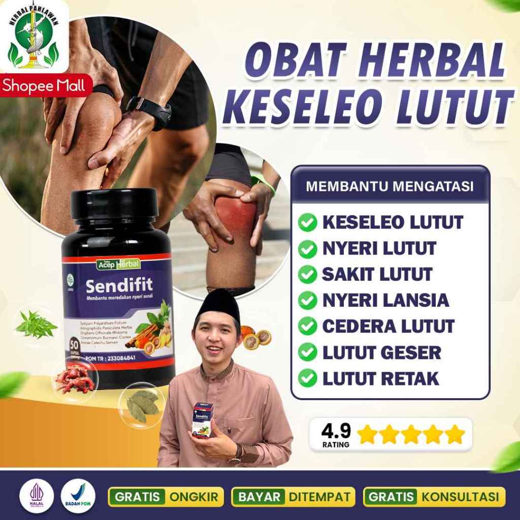 Obat Keseleo Lutut, Nyeri Lutut, Sakit Lutut Lansia, Lutut Cedera - SendiFit Legalitas Resmi BPOM