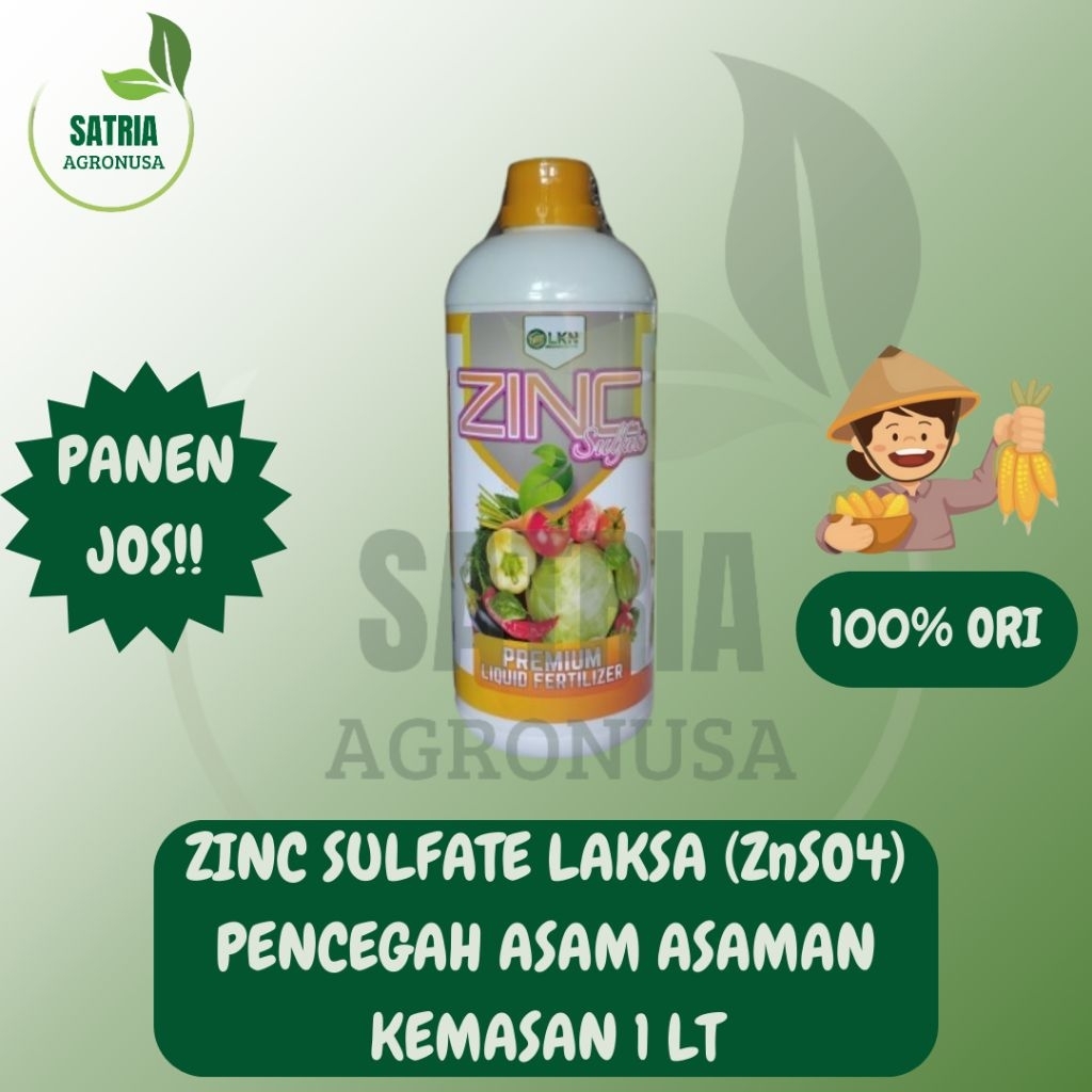 PUPUK CAIR ZINC SULFATE (ZNSO4) LAKSA 1 LT / PENCEGAH ASAM-ASAMAN PADA TANAMAN PADI