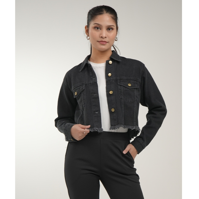 Hardware Clothing Atasan Jaket Wanita Hardware Crop Jacket Denim