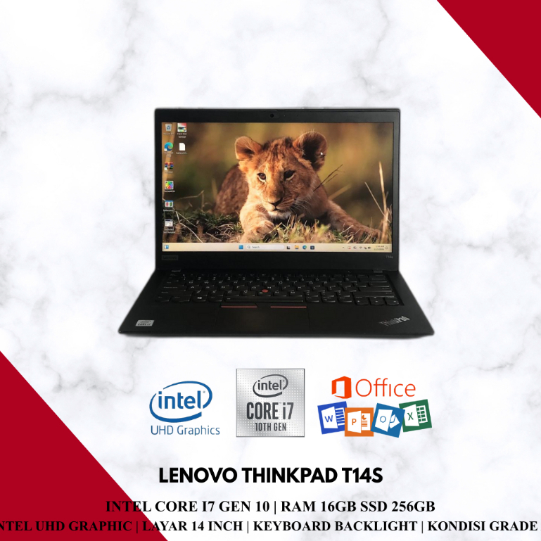 LAPTOP SEKEN LENOVO THINKPAD T14S CORE I7 GEN 10 LAYAR FULL FHD MURAH BEKAS BERGARANSI