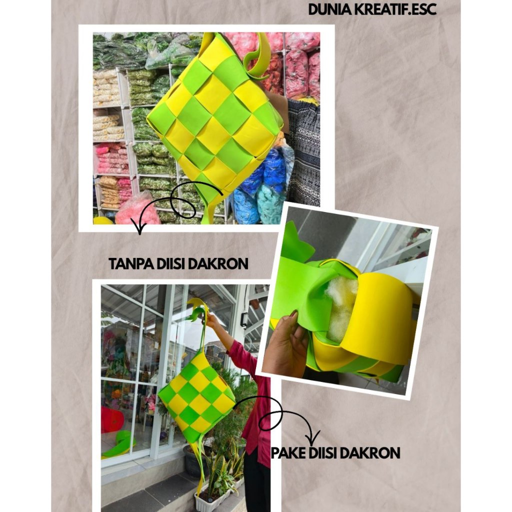 HIASAN KETUPAT SPON ATI/HIASAN KETUPAT PITA LEBARAN/AKSESORIES IDUL FITRI/KETUPAT LEBARAN PITA