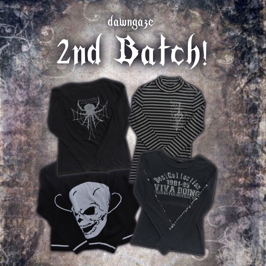 2ND BATCH by dawngaze | Skull, Sweater, Striped, Long Sleeve, Goth, Grunge, Y2K, Emo