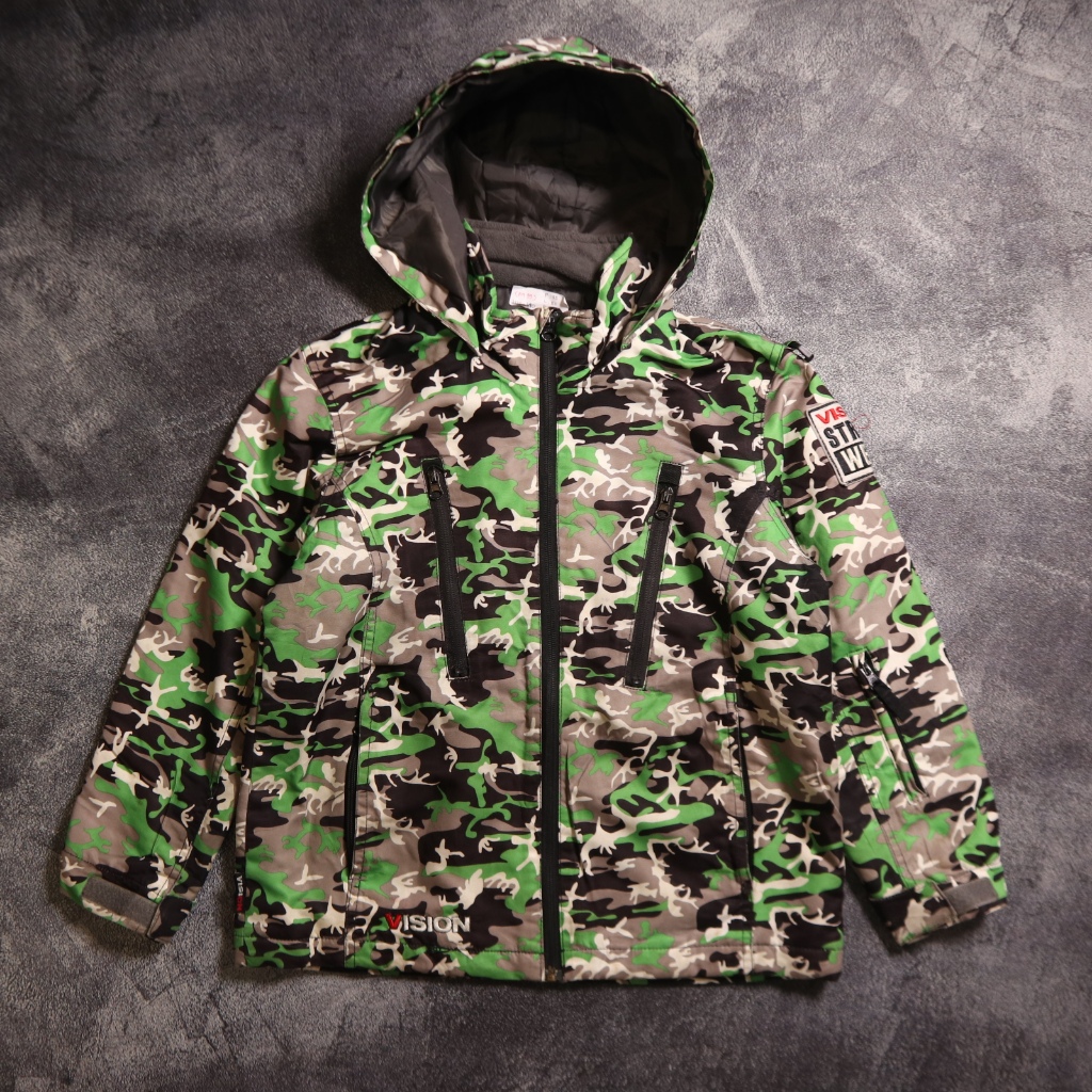JACKET VISION STREET WEAR OUTDOOR CAMOUFLAGE SNOWBOARD KIDS AN99 SIZE ANAK 140 JAKET