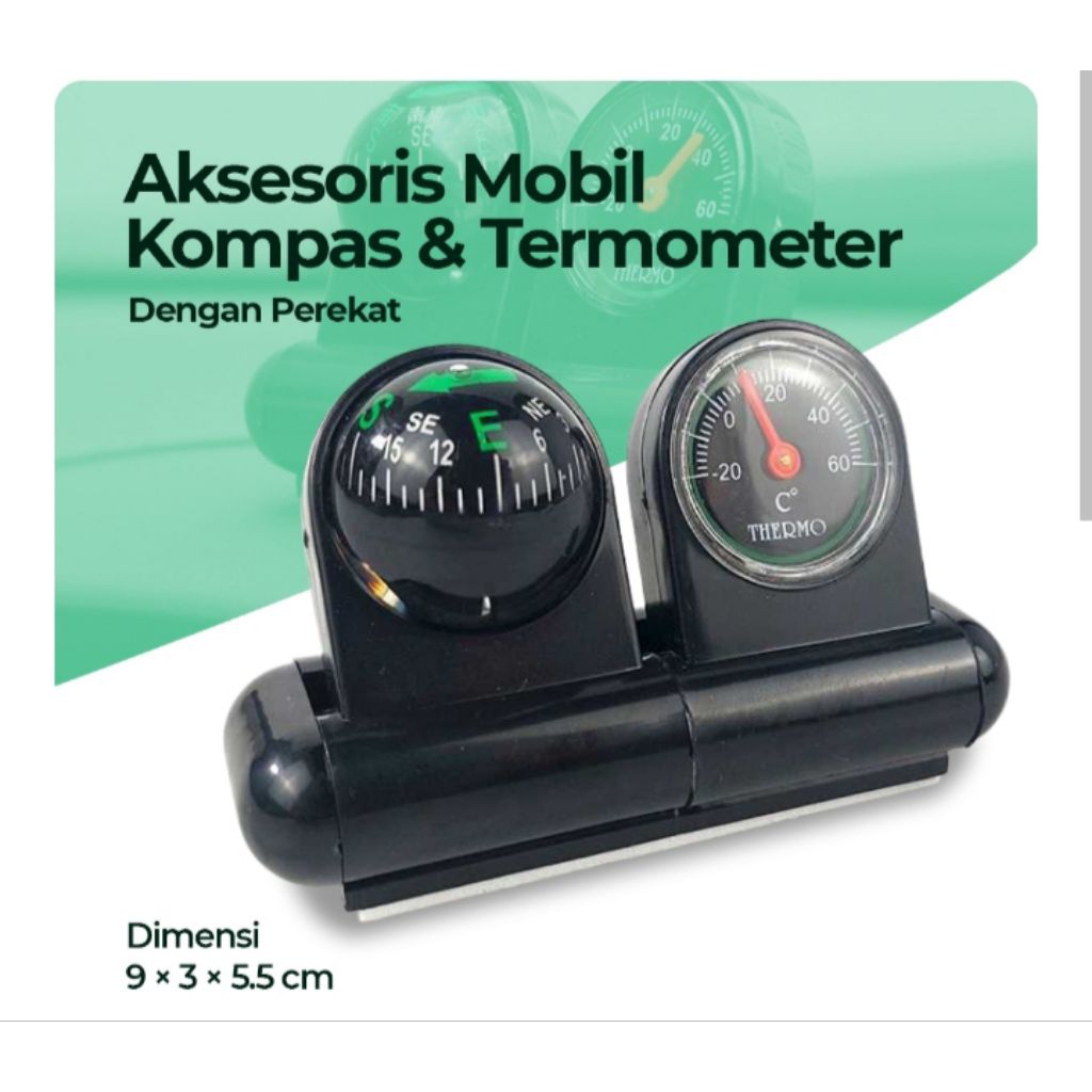 Kompas mobil dan thermometer / alat penunjuk arah dan suhu