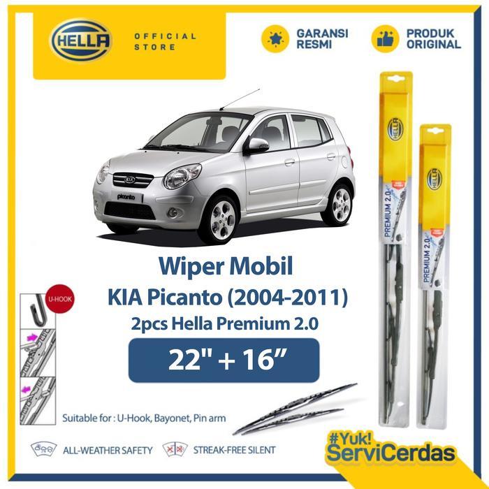 Wiper Mobil KIA Picanto 2004 - 2011 22" + 16" (2pcs) - HELLA Premium 2.0