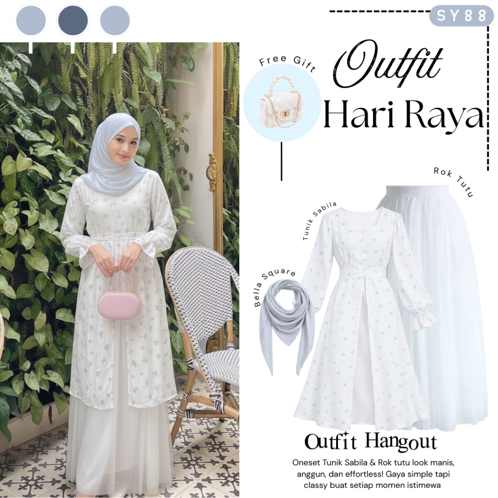 Lili Outfit Lebaran Tunik ( Bella Square + Tunik + Rok ) One Set Lebaran Terbaru - SY88