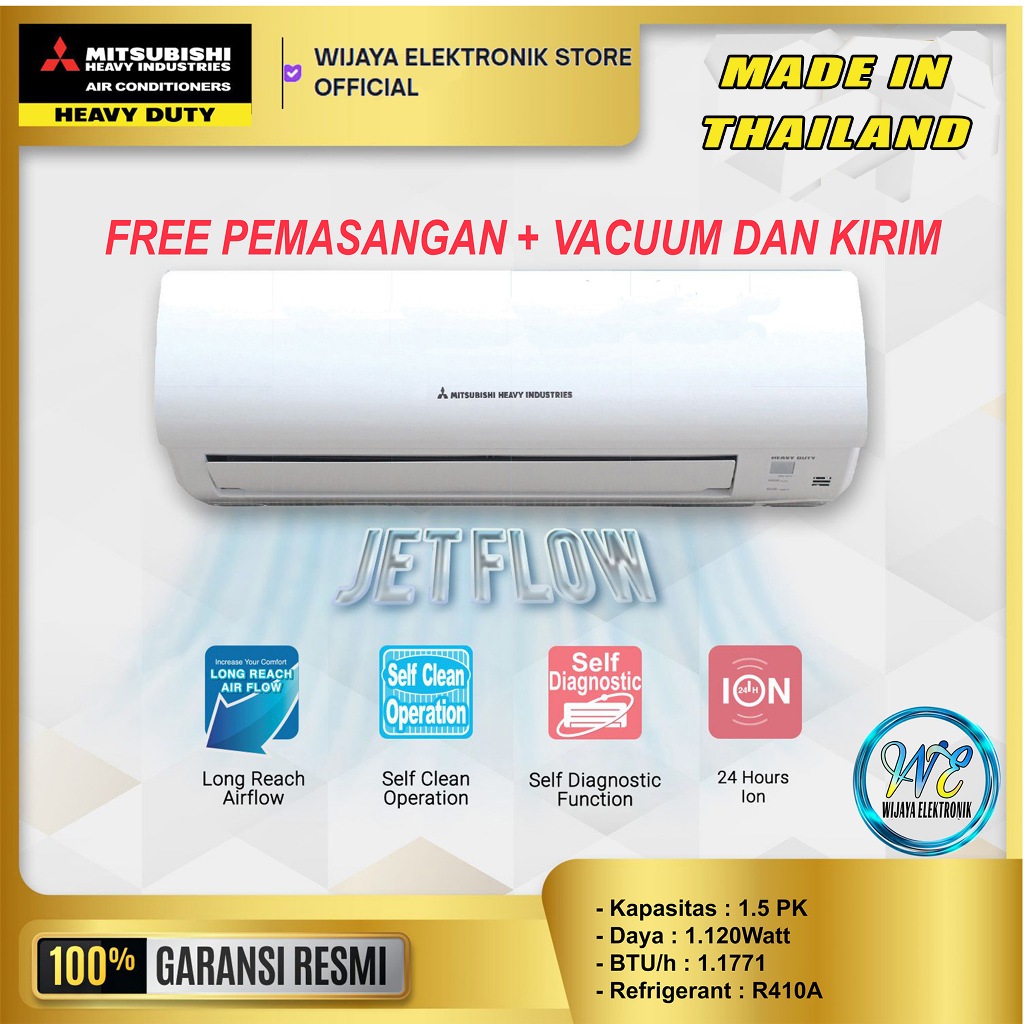 AC Mitsubishi SRK12CT-R + PASANG DAN ANTAR / AC Mitsubishi 1,5PK SRK12CT Made IN Thailand
