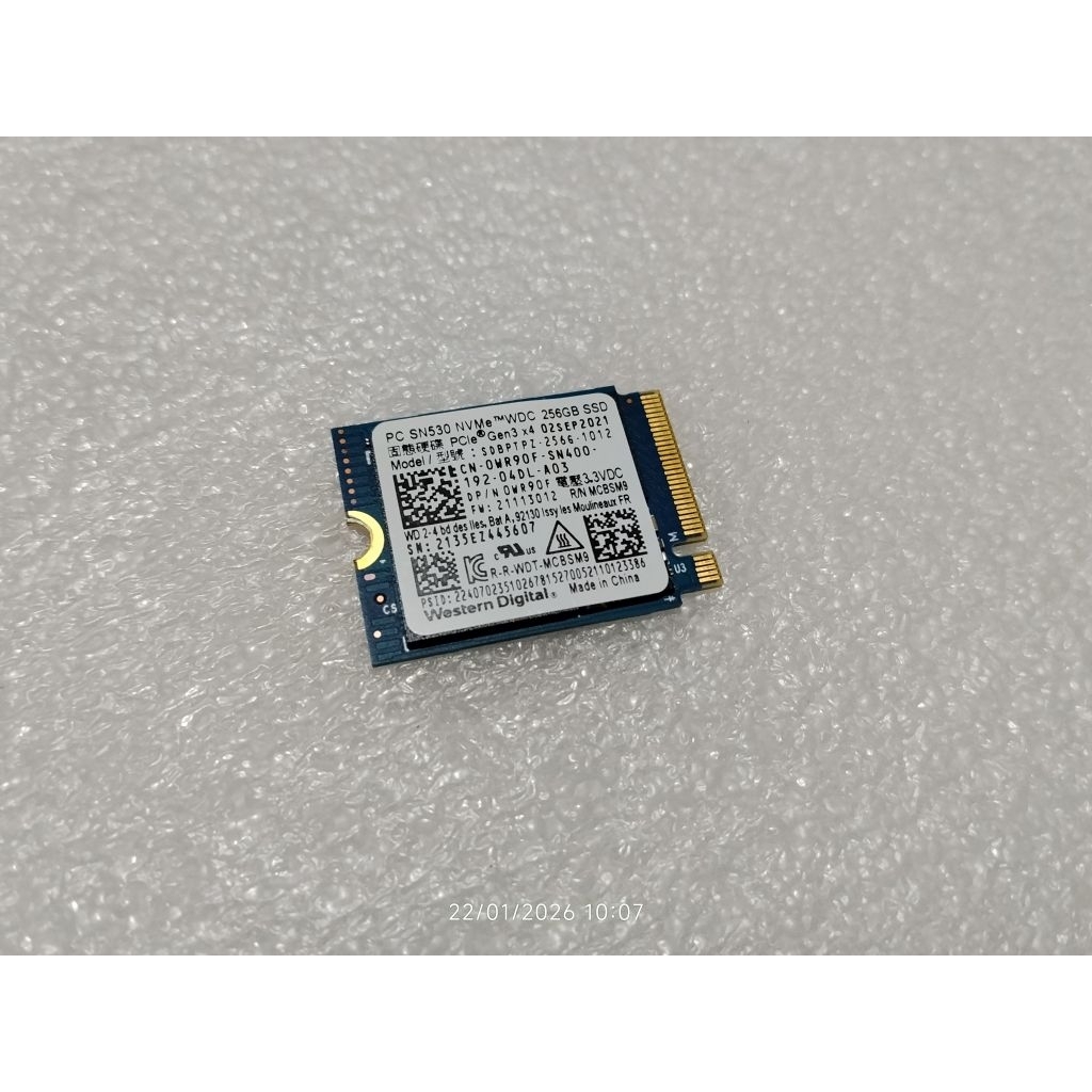 NVME WD pendek 256gb H/P 99% POT 9 Day