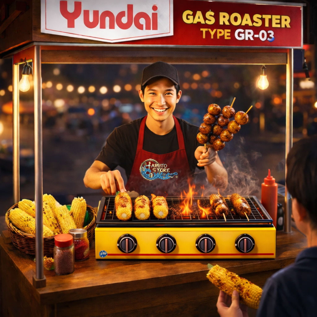 Kompor Gas BBQ YUNDAI GR-04 Gas Roaster 4 Burner Panggangan 4 Tungku Panggang Sate Sosis Barbeque ( 