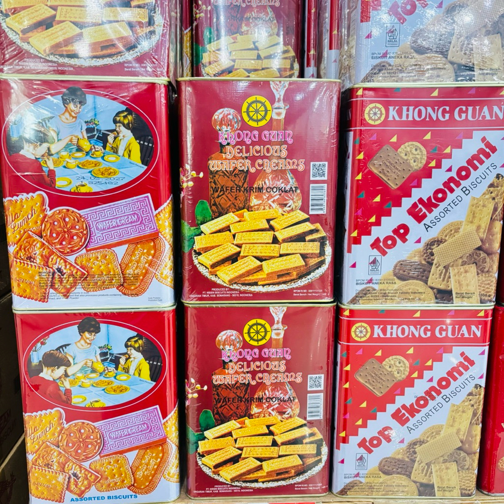 Khong Guan Biskuit assorted kaleng kotak jumbo 1,6 kg / Khong Guan wafer Merah Lebaran
