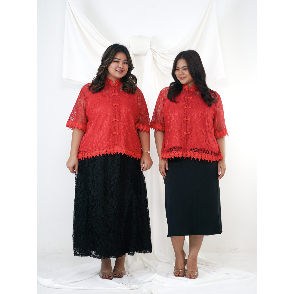 Xtramiles - Ming Top Brukat LD Up to 135 cm | Atasan Wanita Cheongsam Big Size Plus Size