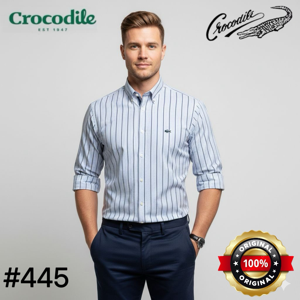 ( LUXOYEZ ) 445 BAJU CROCODILE BRANDED BISA COD PRIA KEMEJA ATASAN BAHAN KATUN MEDAN KERAH MEN UNTUK