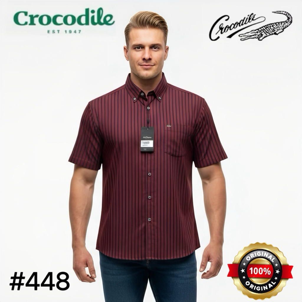 ( LUXOYEZ ) 448 BAJU CROCODILE BRANDED BISA COD PRIA KEMEJA ATASAN BAHAN KATUN MEDAN KERAH MEN UNTUK