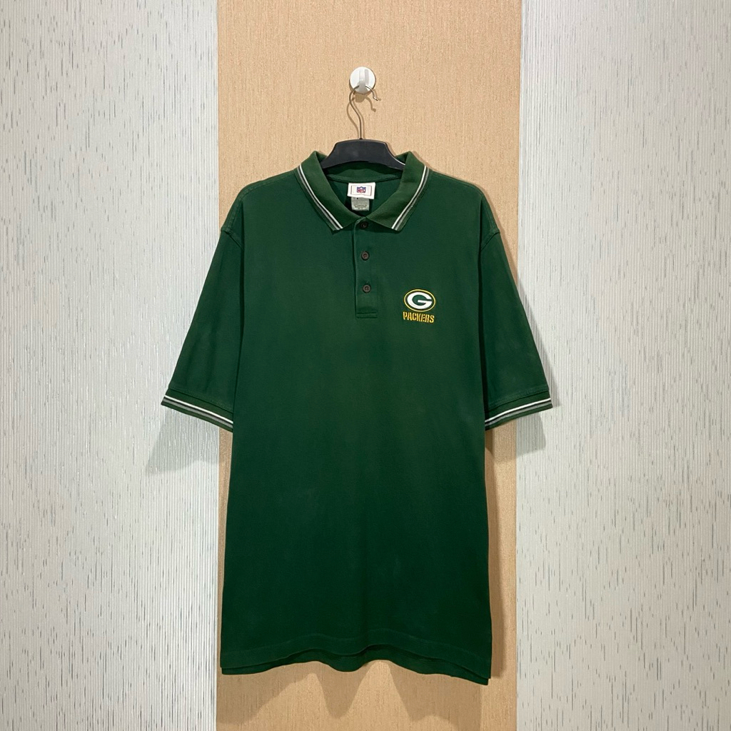 90s NFL Green Bay Packers Polo Shirt / Kaos Polo Pria / Size XL