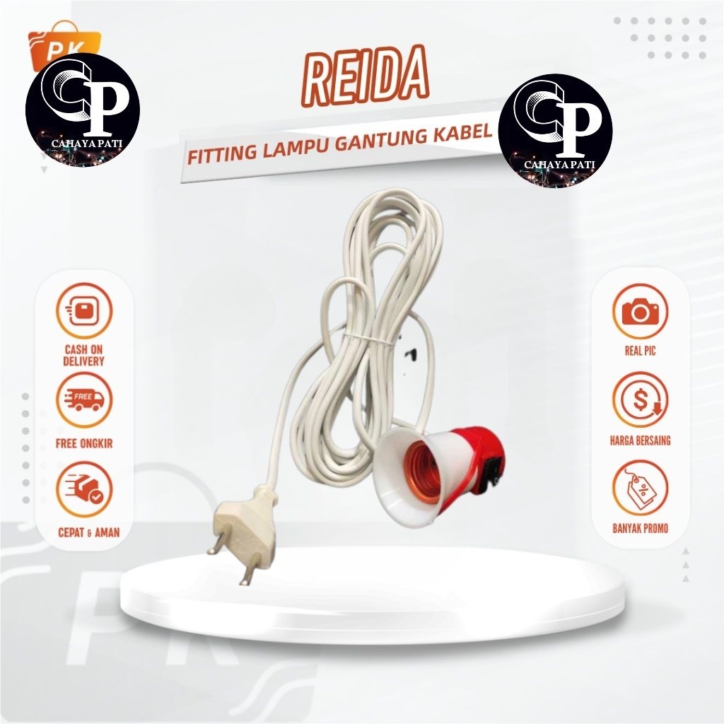 Reida Fitting Lampu Gantung Plus kabel 5 Meter
