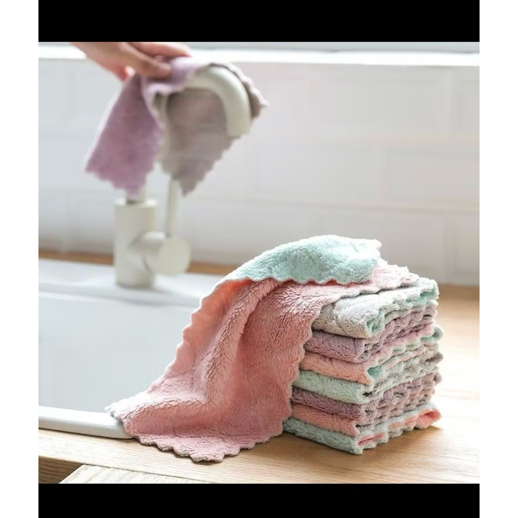 Lap Kain Microfiber (5pc) Lap Piring Kompor Anti Minyak Lap Tangan