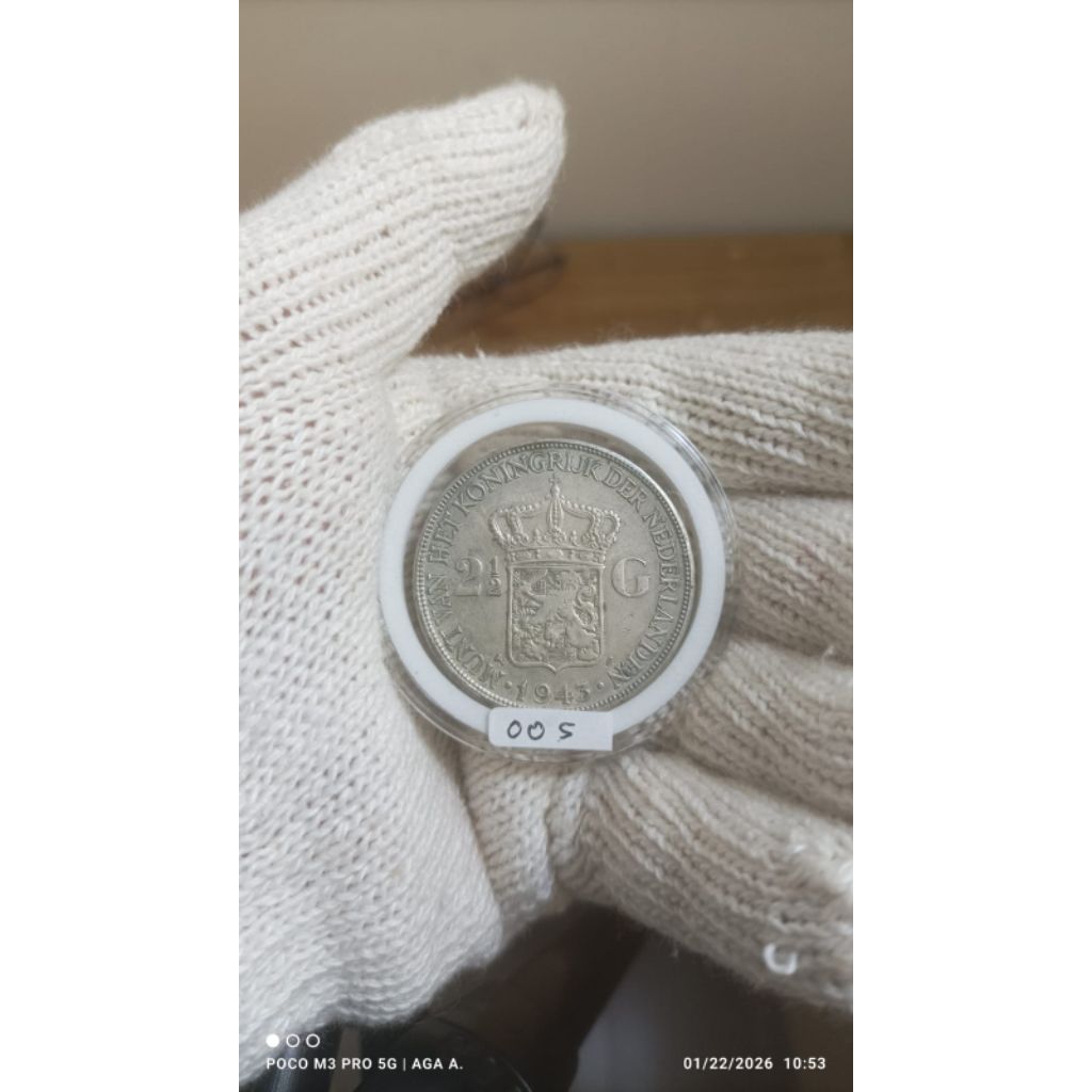 Koin Perak / Silver - 2½ Gulden / 2,5 Gulden / 2.5 Gulden - Wilhelmina - Netherlands East Indies 194