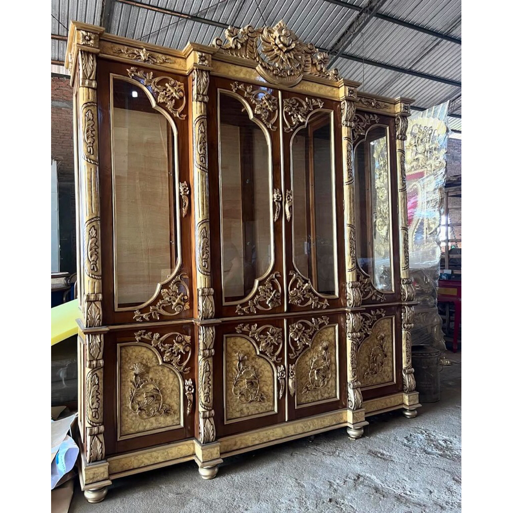 Lemari hias jati pintu 4