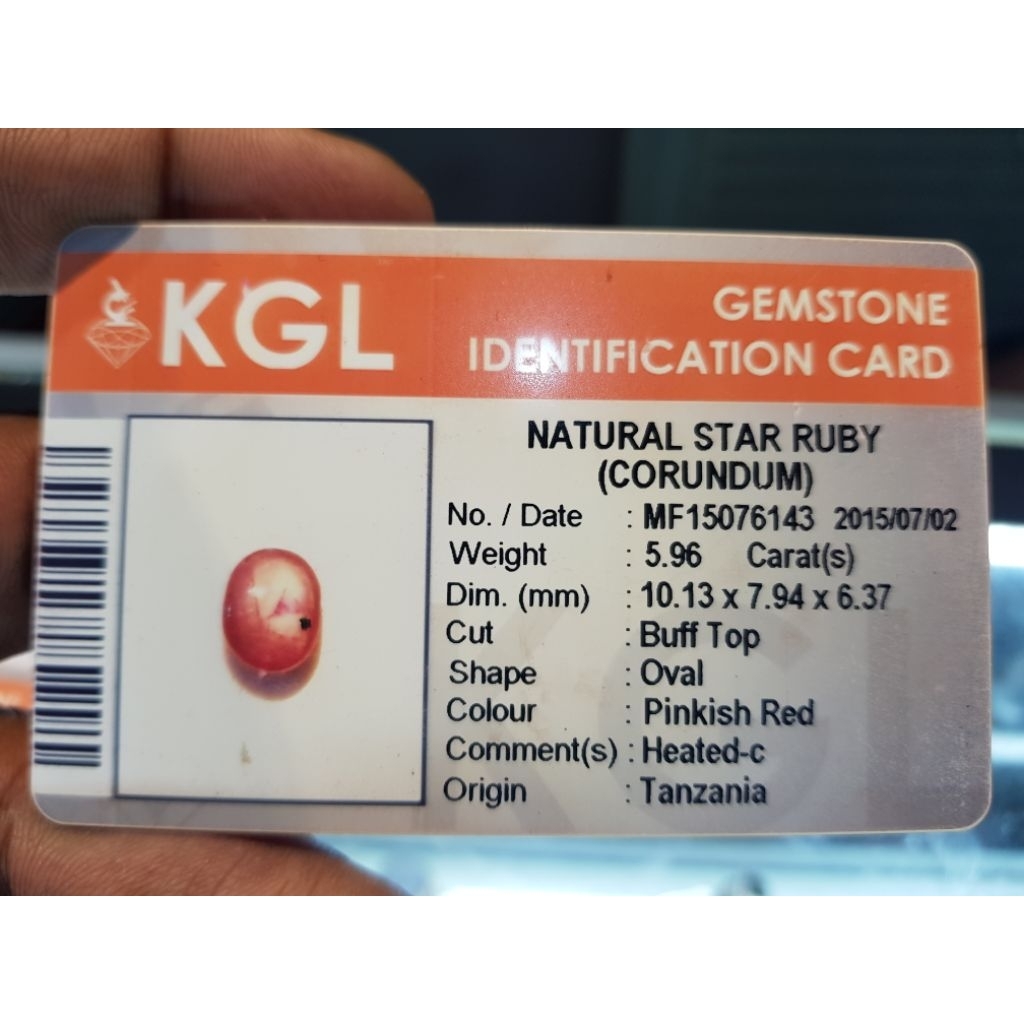 NATURAL STAR RUBY 5.96 CTS HQ