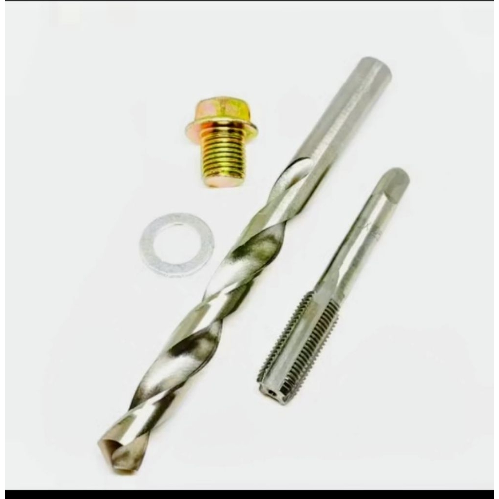 paket bor set tap M14x1.25 bor 12.5MM HSS baut 19 kunci 17 drat halus set baut ring alumunium tap te