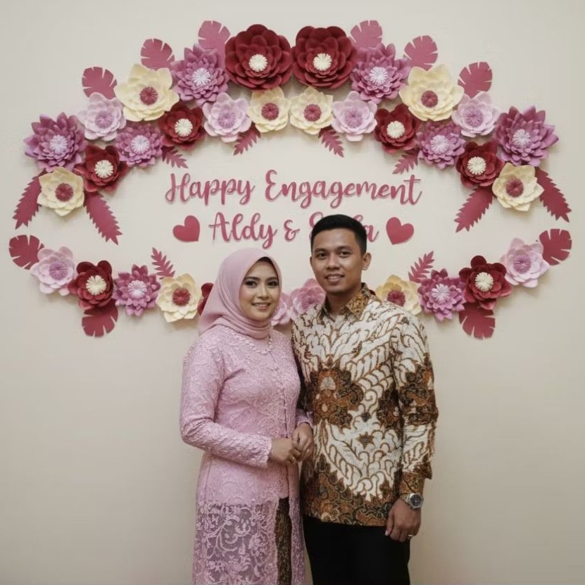 Backdrop Paper Flower/Dekorasi Lamaran Murah Bunga Kertas