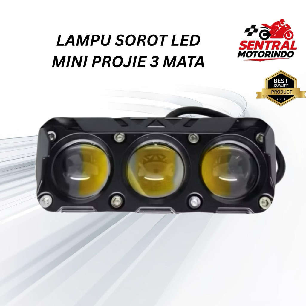 Lampu Tembak LED WERACE Mini Projie Laser SQL 3 Mata Putih Kuning Original